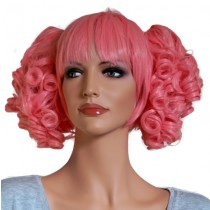 Rosa Perücke für Cosplay mit 2 lockigen Haar Clip Ins 'CP005'