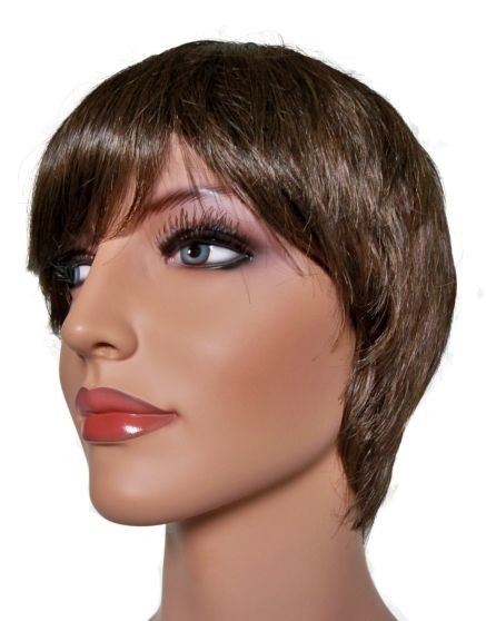 Short Haircut Woman Wig Dark Brown Root Tipped With Medium