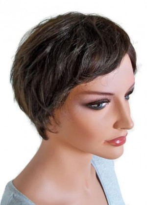 Human Hair Wig for Ladies Short Hairstyle Brown 'BR015'