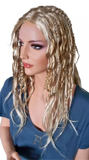 къдрава перука за жени светло златно русо с платинено русо 'BL013'